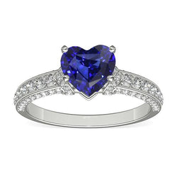 Witgouden diamanten sieraden hart saffier ring & accenten 3,50 karaat