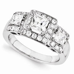 Witgouden drie stenen stijl diamanten verlovingsring 3.50 karaat