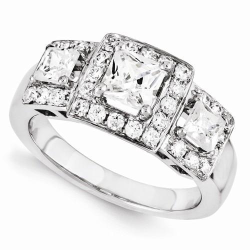 Witgouden drie stenen stijl diamanten verlovingsring 3.50 karaat - harrychadent.nl