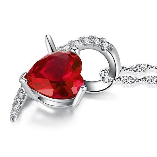 Witgouden halsketting met hartvorm, robijn en diamanten van 6,90 ct - harrychadent.nl