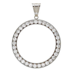 Witgouden hanger met dollar diamanten ring 2 karaat (munt niet inbegrepen)
