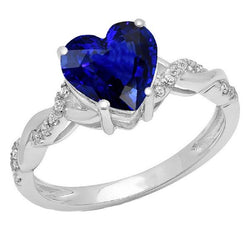 Witgouden hart diamanten ring blauwe saffier oneindigheid stijl 3,50 karaat