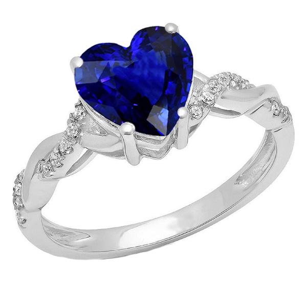 Witgouden hart diamanten ring blauwe saffier oneindigheid stijl 3,50 karaat - harrychadent.nl