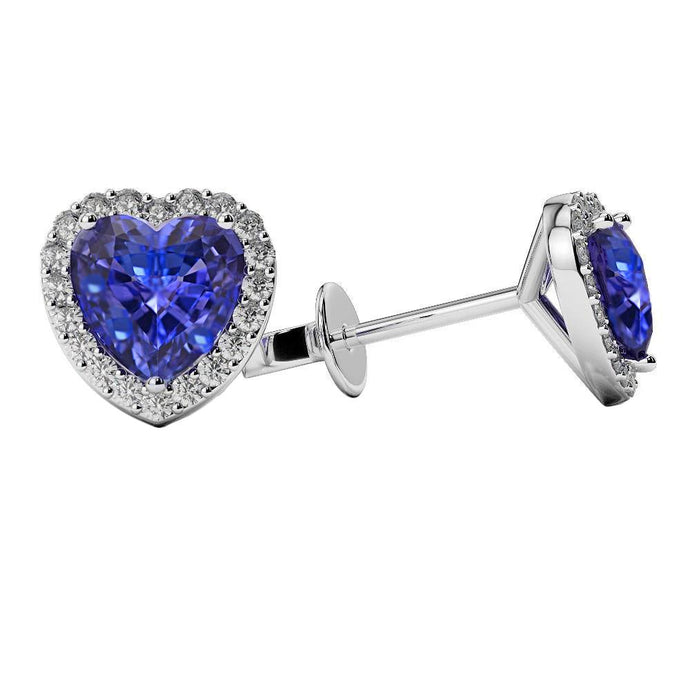Witgouden oorbellen voor dames, tanzaniet 3,90 ct met diamanten - harrychadent.nl
