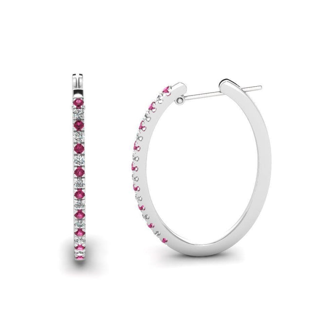 Witgouden oorringen 8,50 ct ronde roze saffier en diamanten - harrychadent.nl