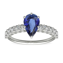 Witgouden peerblauwe saffier met accenten Ring 3.50 Damessieraden