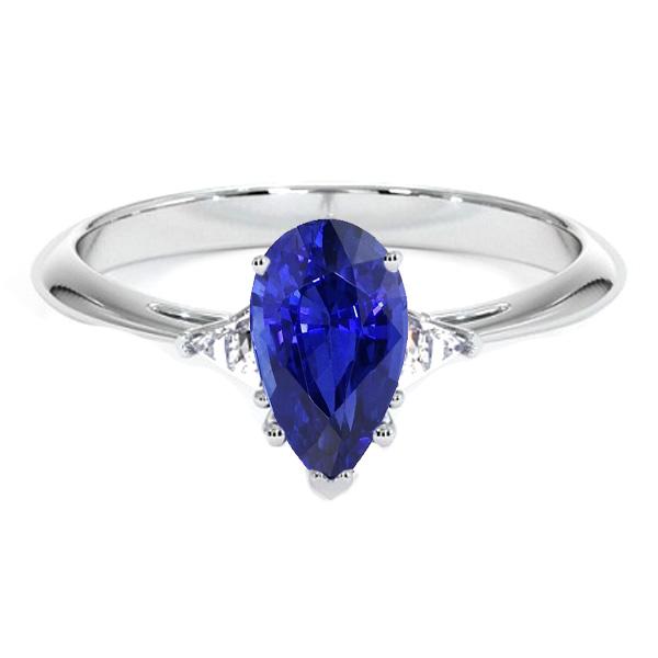 Witgouden ring met 3 stenen blauwe saffier en biljoen diamanten 2,25 karaat - harrychadent.nl