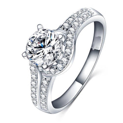 Witgoud Rond Geslepen 3.75 Karaat Echte Natuurlijke uit de aarde gewonnen Diamanten Solitaire Ring met Accenten