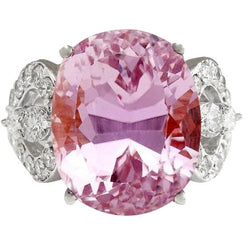 Witgouden roze kunziet en diamanten trouwringsieraden 18,50 ct