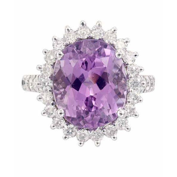Witgouden roze natuurlijke kunziet en diamanten fancy ringjuwelen 21 ct - harrychadent.nl