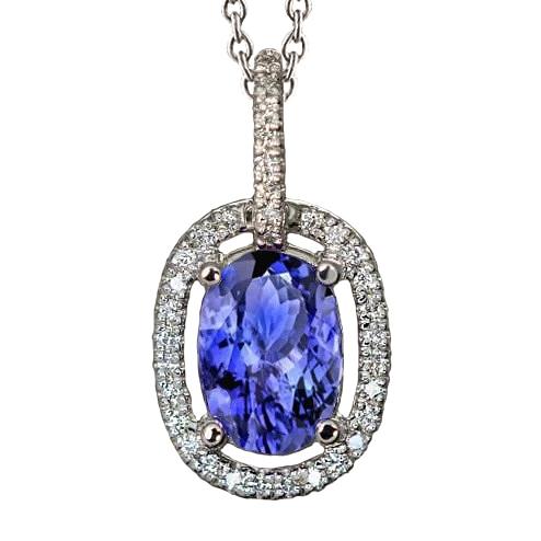 Witgouden tanzaniet en diamanten 3,50 ct hanger ketting ketting - harrychadent.nl