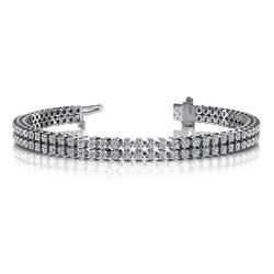 Witgouden 14K Dubbele Rij Rond Geslepen 6 Karaat Echt Diamanten Armband