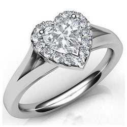 Witgoud 14K Hartgeslepen met Ronde Halo Natuurlijke uit de aarde gewonnen Diamanten Ring 5.90 Ct