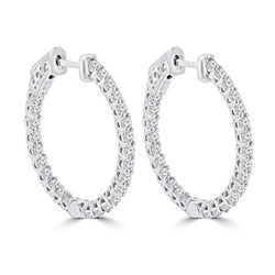 Witgouden 14K Prachtige Ronde Geslepen 3,5 ct Echt Diamanten Hoepel Oorbellen Nieuw