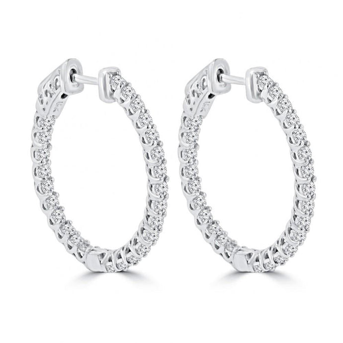 Witgouden 14K Prachtige Ronde Geslepen 3,5 ct Echt Diamanten Hoepel Oorbellen Nieuw - harrychadent.nl