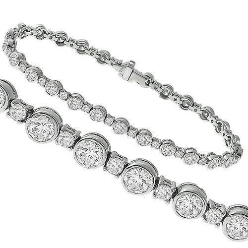 Witgouden 3,38 Ct Ronde Geslepen Echt Diamanten Dames Tennisarmband Massief