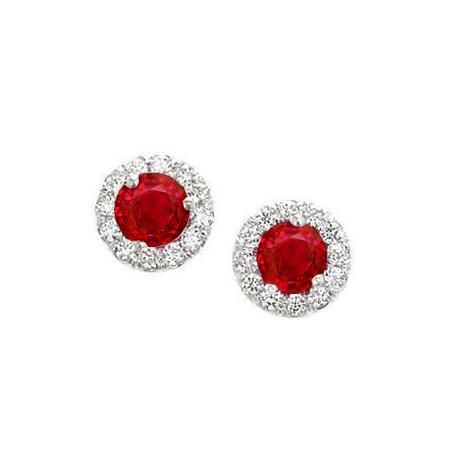 Witte diamanten 5,90 ct. Rode Robijn Met Oorknopjes Halo Oorbellen Goud 14K - harrychadent.nl