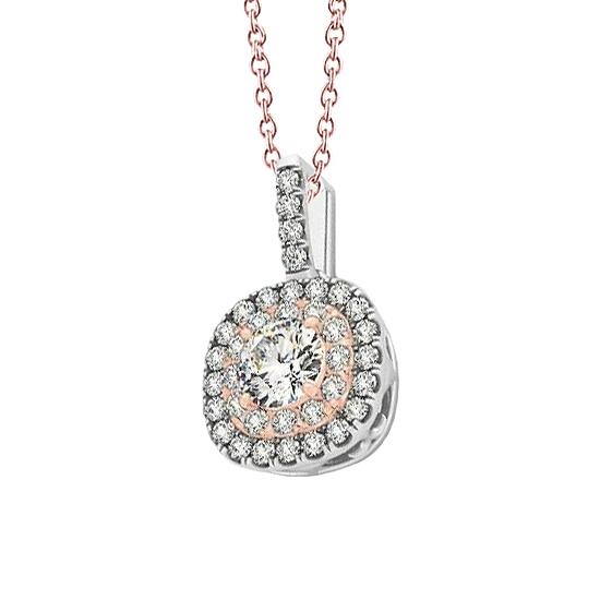 Witte en roségouden ronde diamant zonder kettinghanger 1,25 karaats ketting Nieuw - harrychadent.nl