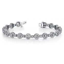 Wit Rond Natuurlijk uit de aarde gewonnen Diamanten Tennisarmband Goud 9.40 Karaat
