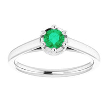 Afbeelding in Gallery-weergave laden, Zes Prong Ronde Groene Smaragd Diamanten Ring 1,25 Karaat Wit Goud 14K - harrychadent.nl
