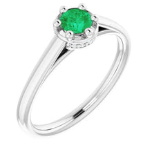 Afbeelding in Gallery-weergave laden, Zes Prong Ronde Groene Smaragd Diamanten Ring 1,25 Karaat Wit Goud 14K - harrychadent.nl
