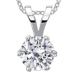Zes Prong Set Solitaire diamanten halsketting hanger 1,50 karaat WG 14K