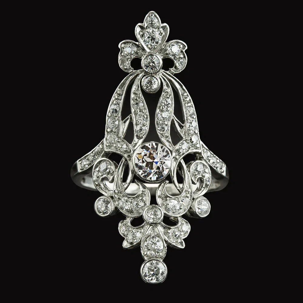 Zoals La Belle Epoque sieraden vintage stijl oude geslepen diamanten ring