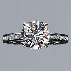 Zwartgouden diamanten jubileum solitaire ring met accenten 2,40 karaat