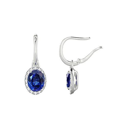 bengelende hoepel oorbellen blauwe saffier en diamanten wit goud 5 karaat - harrychadent.nl