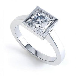 bezel Set prinses geslepen 2,50 karaat diamanten verjaardag Solitaire Ring