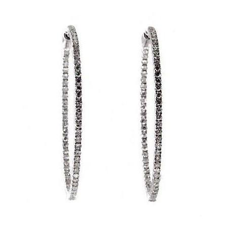 dame hoepel oorbellen 3 ct F vs ronde geslepen diamanten wit goud 14k - harrychadent.nl