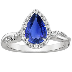 diamant Halo blauwe saffier Solitaire met accenten Ring 5,50 karaat