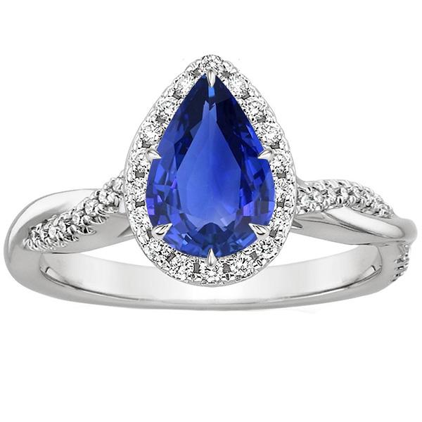 diamant Halo blauwe saffier Solitaire met accenten Ring 5,50 karaat - harrychadent.nl