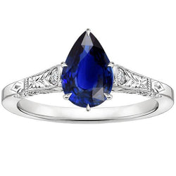 diamant drie stenen ring antieke stijl peer geslepen 3,25 karaat