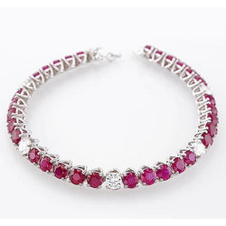 Natuurlijke Diamant Robijn IGI GECERTIFICEERDE Tennisarmband 44.75 Karaat Prong Gezet Dames Sieraden