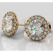 Afbeelding in Gallery-weergave laden, diamanten halo studs 4 karaat geel goud 14K - harrychadent.nl
