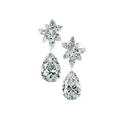 diamanten oorbel Paar Peer Diamant Dangle Ear Ring Goud 3 Ct