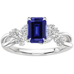 diamanten solitaire ring met accenten smaragd blauwe saffier 4 karaat