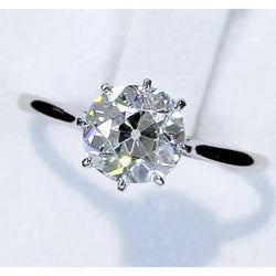 diamanten solitaire ring oude mijn Geslepen 2 karaat klassiek witgoud 14K