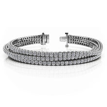 Afbeelding in Gallery-weergave laden, driestrengige flexibele tennisarmband 12 kt rond geslepen diamanten wit - harrychadent.nl
