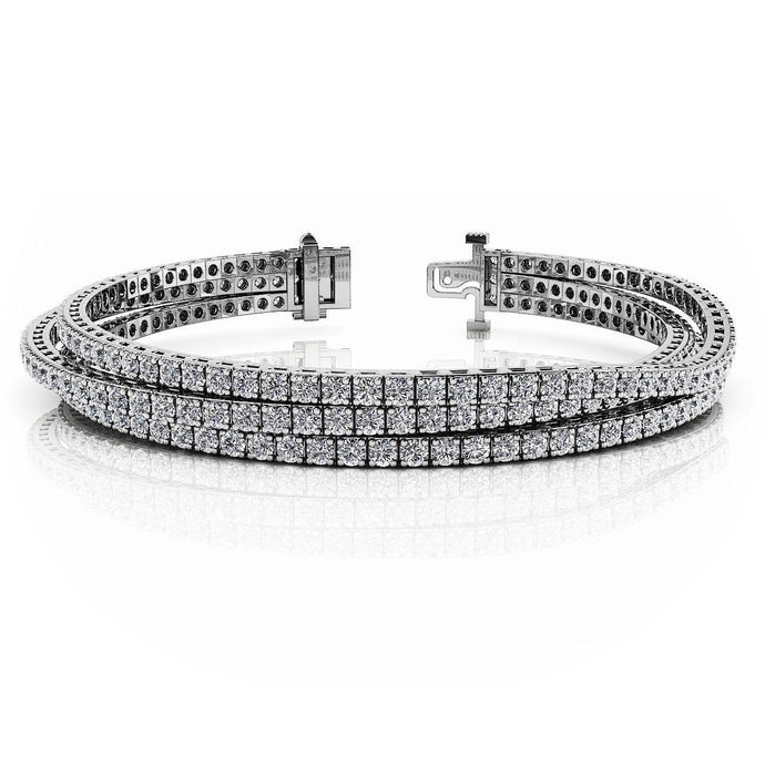 driestrengige flexibele tennisarmband 12 kt rond geslepen diamanten wit - harrychadent.nl