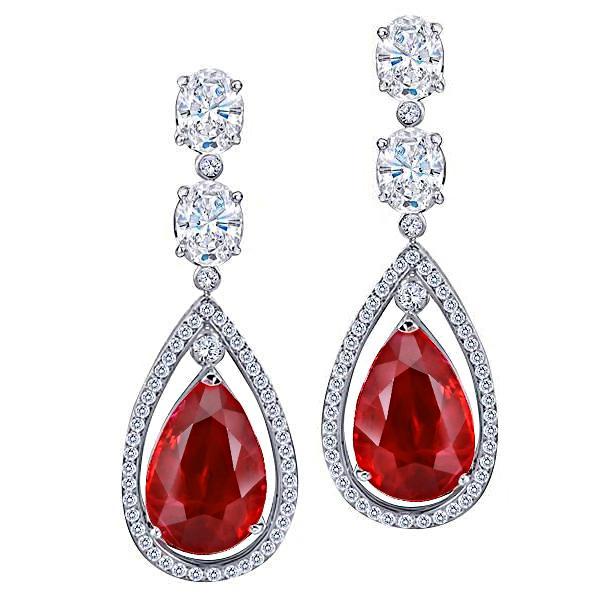 drop style oorbellen robijn en diamanten 2,88 karaats oorbel wit goud - harrychadent.nl