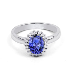 griffen set Tanzanite en diamanten 3.70 karaat trouwring 14K goud