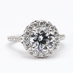 halo diamanten ring 2,50 karaat ronde geslepen vrouwen wit goud 14 sieraden