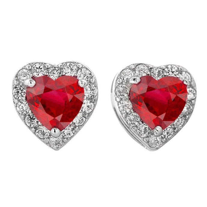 hart geslepen robijn en ronde diamant 6 karaat oorbellen wit goud 14k - harrychadent.nl