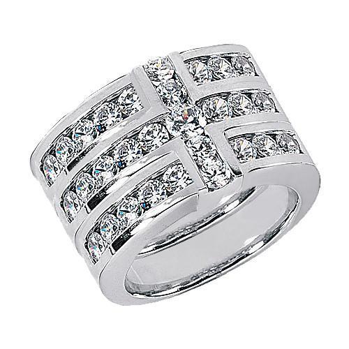 kruisvorm dames diamanten ring band set 3,40 ct. Wit goud - harrychadent.nl