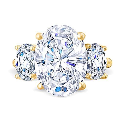 ovaale 3 karaats Diamanten drie stenen verlovingsring geel gouden sieraden - harrychadent.nl