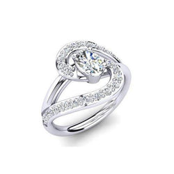 ovaale & Ronde snede Diamanten Verlovingsring Gedraaide Schacht 2 Karaat WG 14K