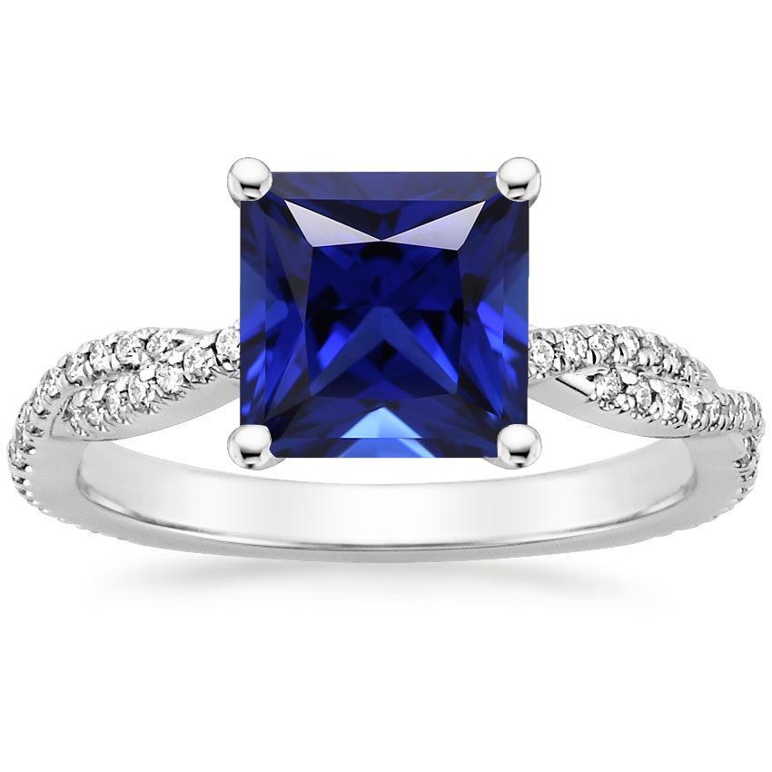 prinses Solitaire Accenten Ring Ceylon Sapphire & Diamonds 6 karaat - harrychadent.nl