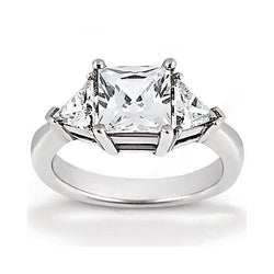 prinses diamant Drie stenen ring met biljoenen 2,21 ct. Sieraden